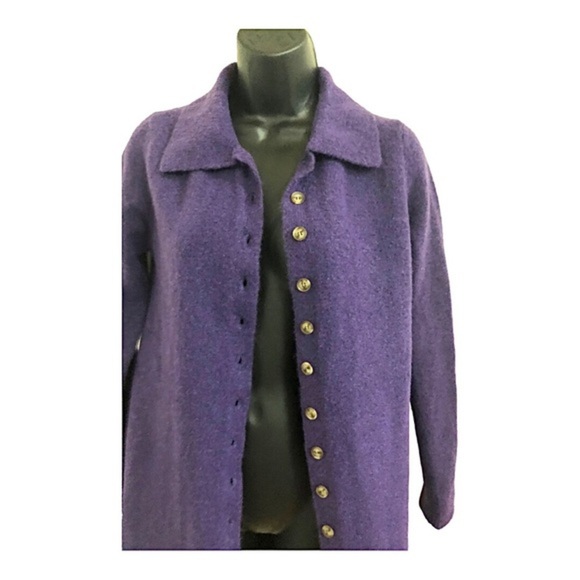 Zara purple knit fuzzy button down long cardigan jacket size medium brand new - Picture 9 of 16